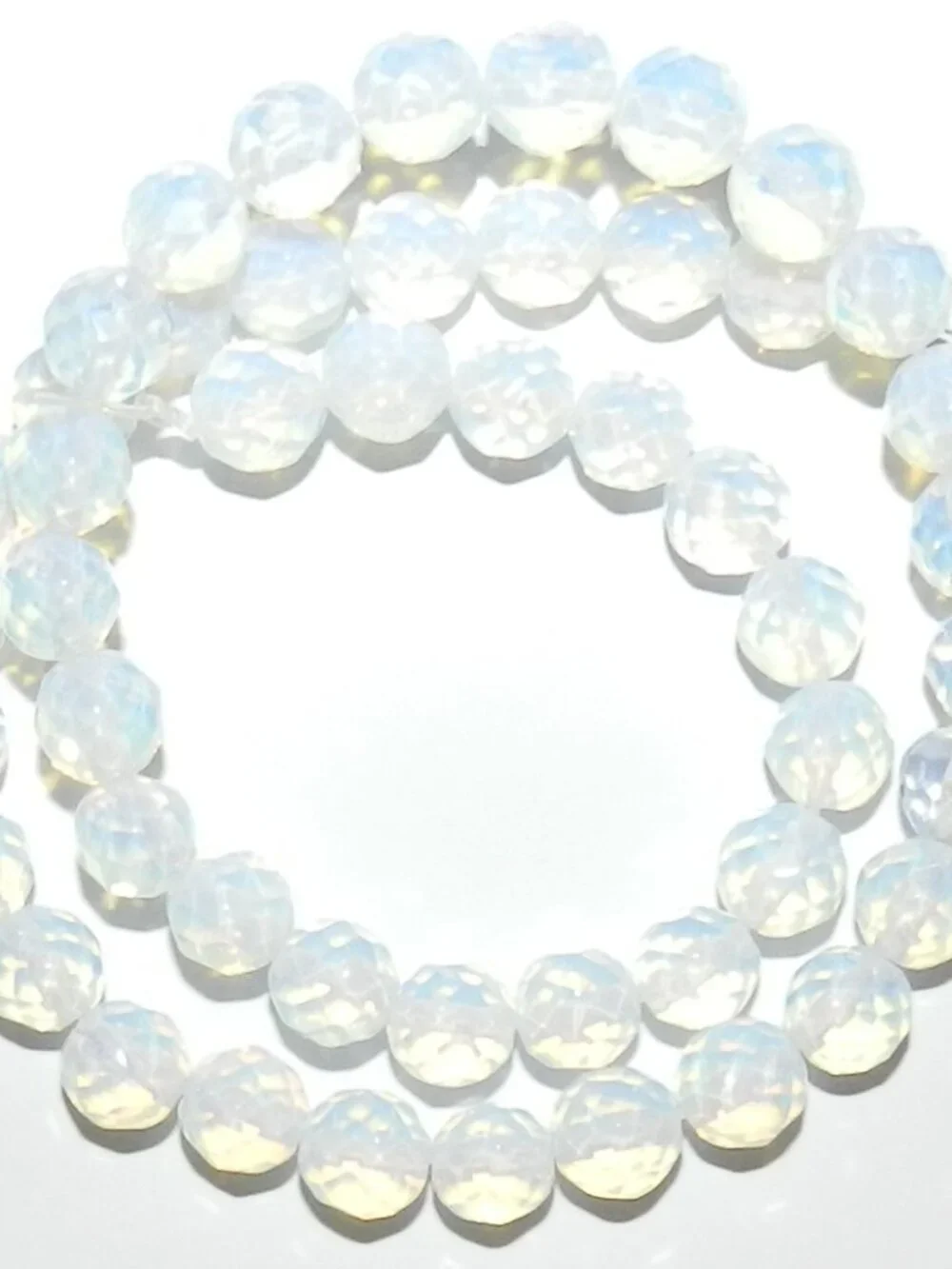 Opalite / Sea Opal Quartz 7mm Faceted Round Gemstone Glass Beads 14